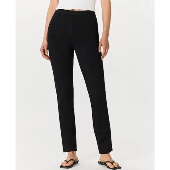 Quince Women's Black Ultra-Stretch Ponte Pants Straight Leg M Petite 26" Inseam - Picture 1 of 6